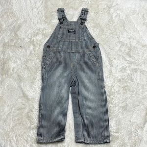 Oshkosh B’gosh blue and white stripes train conductor bib overalls 18 mo…